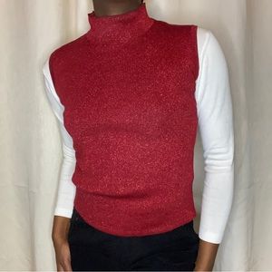 Cold Water Creek Sparkly Red Sweater Vest
